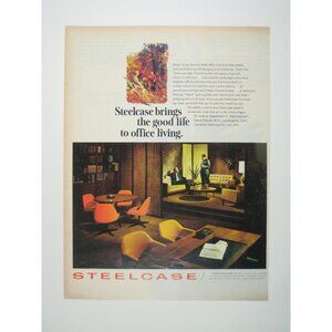 Steelecase Mid Century Modern Office Furniture ADVERT 1960s Vintage Print Ad
